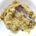 Baigan choka with cooked onions