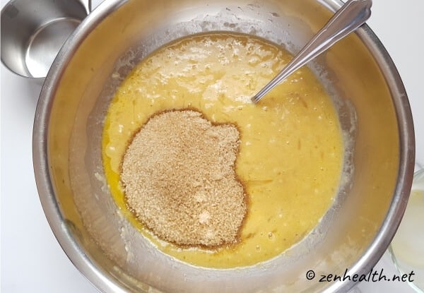 Banana bread batter with sugar