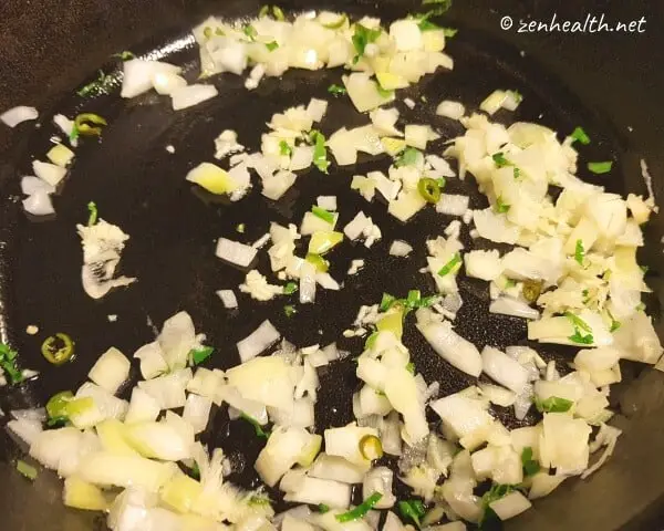 Sauteed onions, garlic, ginger and pepper